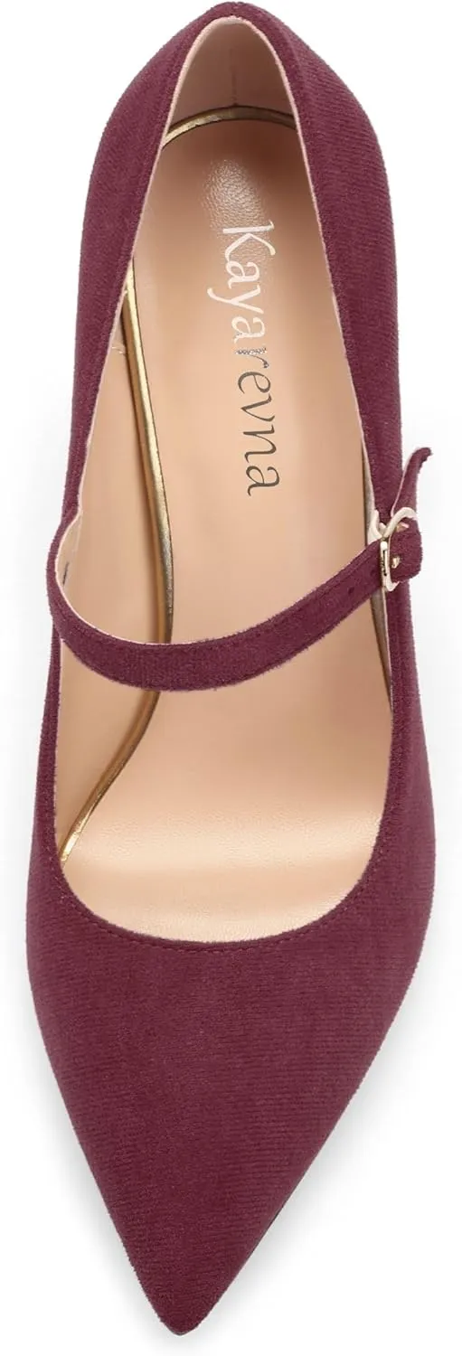 Women's Pumps Heels, Pointed Toe Tuxedo Solid Pumps, Fashion Backstrap Pumps Shoes for Women