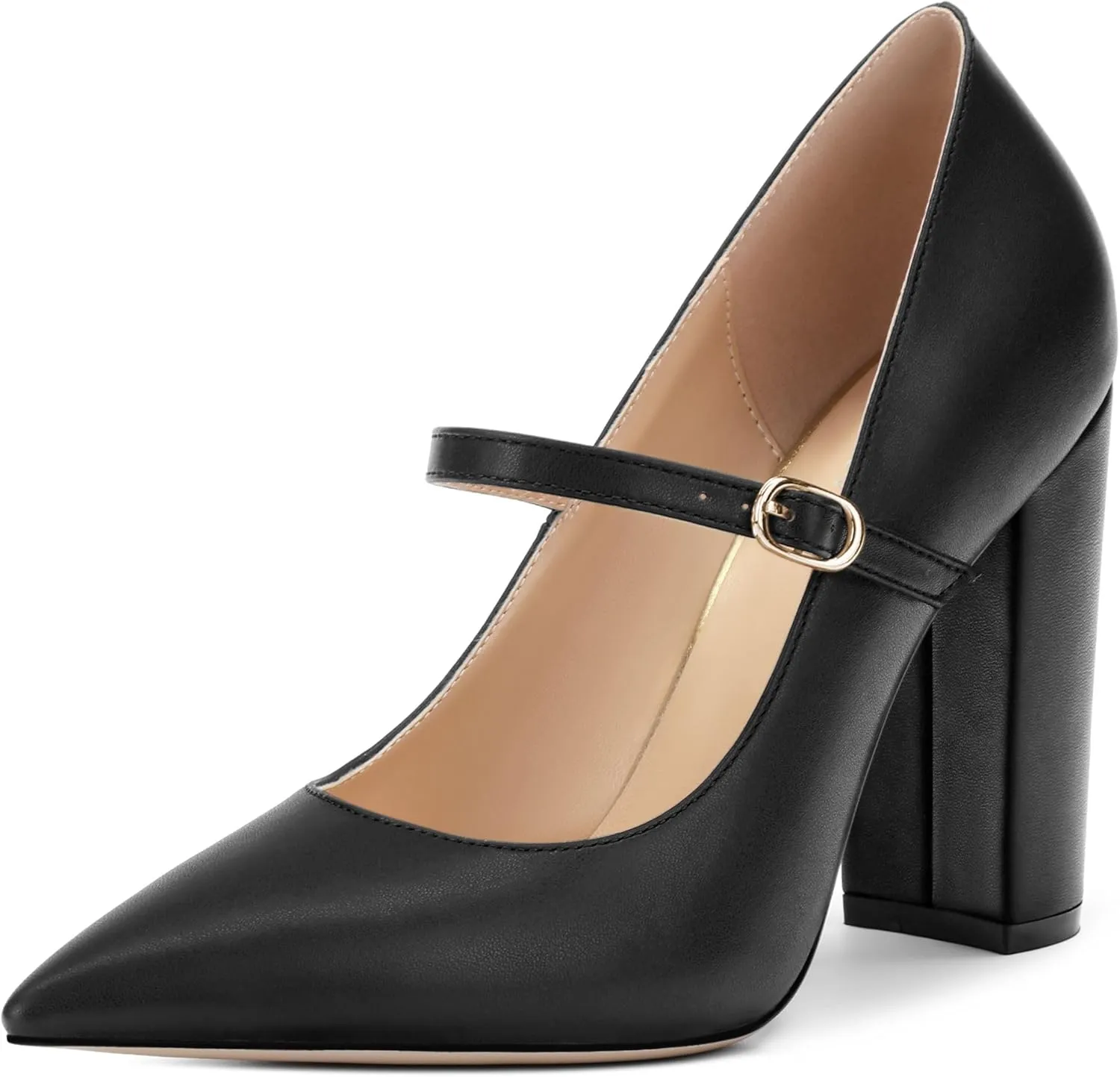Women's Pumps Heels, Pointed Toe Tuxedo Solid Pumps, Fashion Backstrap Pumps Shoes for Women