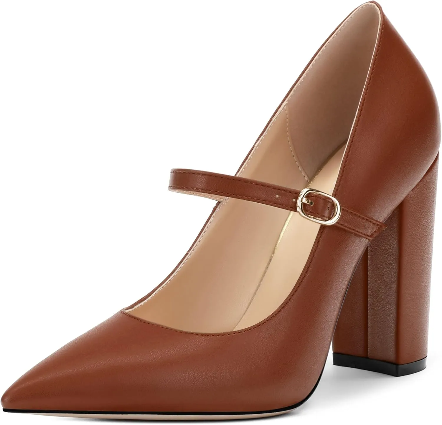 Women's Pumps Heels, Pointed Toe Tuxedo Solid Pumps, Fashion Backstrap Pumps Shoes for Women