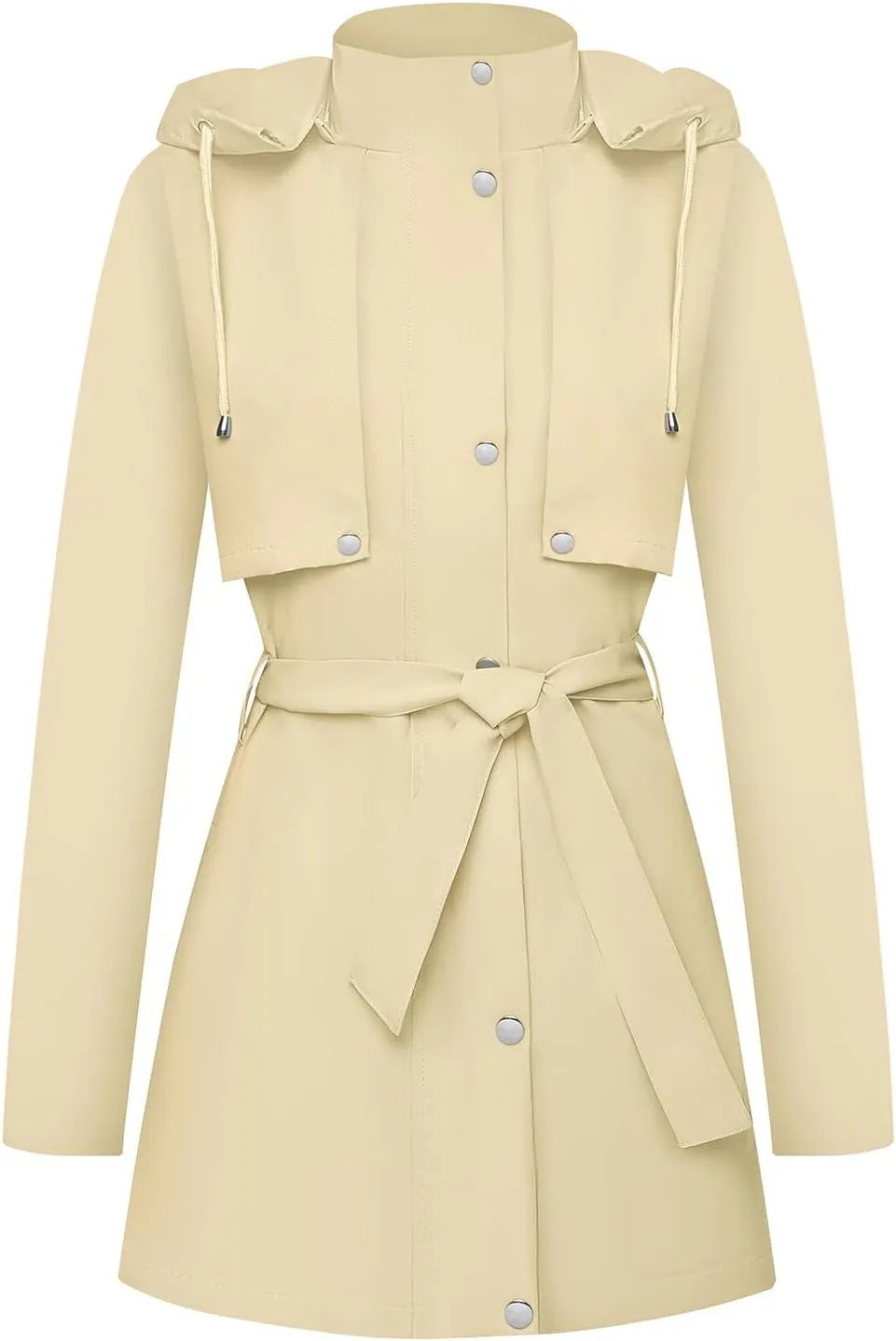 Womens Rain Jacket with Hood, Long Rain Coat for Women Waterproof Trench Coat Lined Windbreaker Fall Jacket