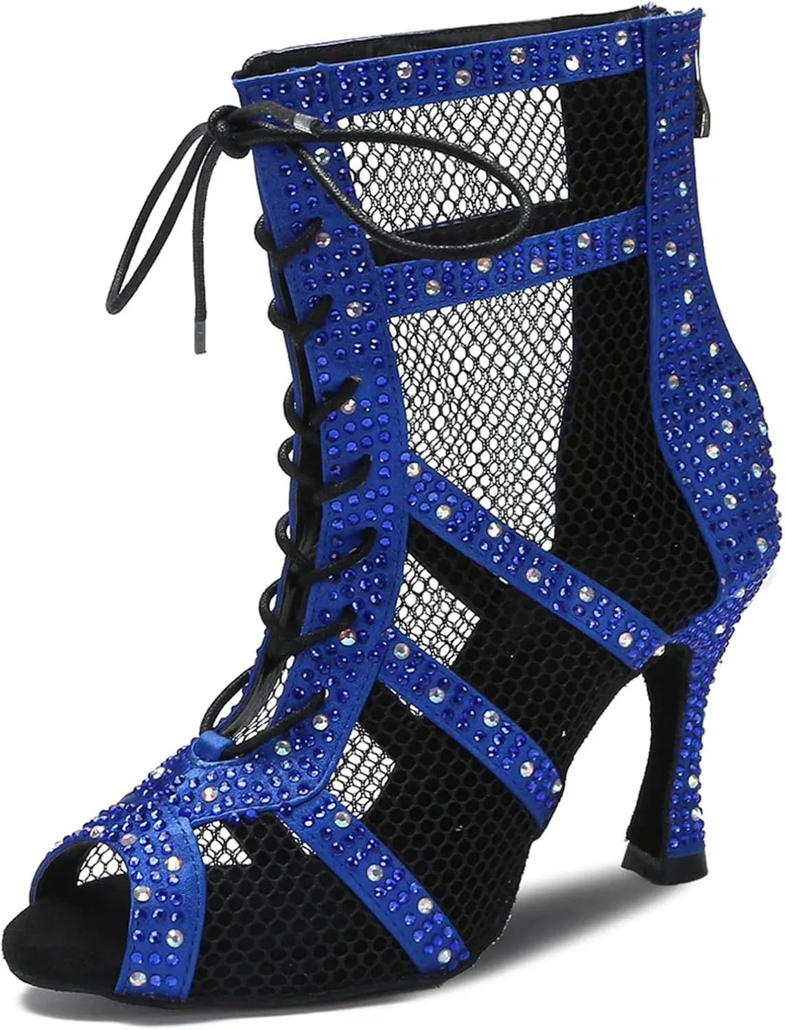 Women's Sexy Ballroom Dance Boots - Jazz Pole Dance Hollow Out Mesh High Heels, 10CM/3.9Inch Heel Height