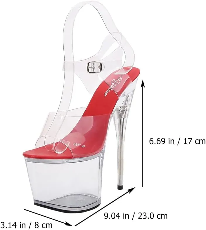 Womens Sexy Perspex Clear Platform Pole Dance High Heel Sandals Lady Summer Stiletto High- Heeled Sandals