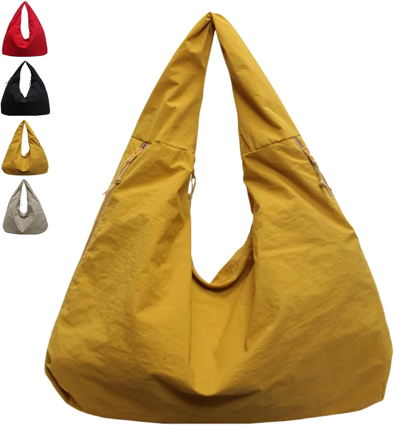 Women's Solid Color Textured Draped Tote Bag, Big Capacity Minimalist Versatile Shoulder Bag, Large Stellaya Tote Bag
