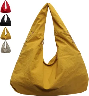 Women's Solid Color Textured Draped Tote Bag, Big Capacity Minimalist Versatile Shoulder Bag, Large Stellaya Tote Bag