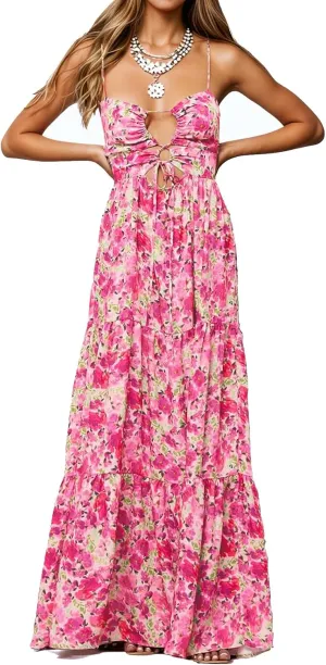 Womens Summer Floral Spaghetti Strap Backless Low Cut Smocked Flowy Maxi Dresses Beach Sundresses