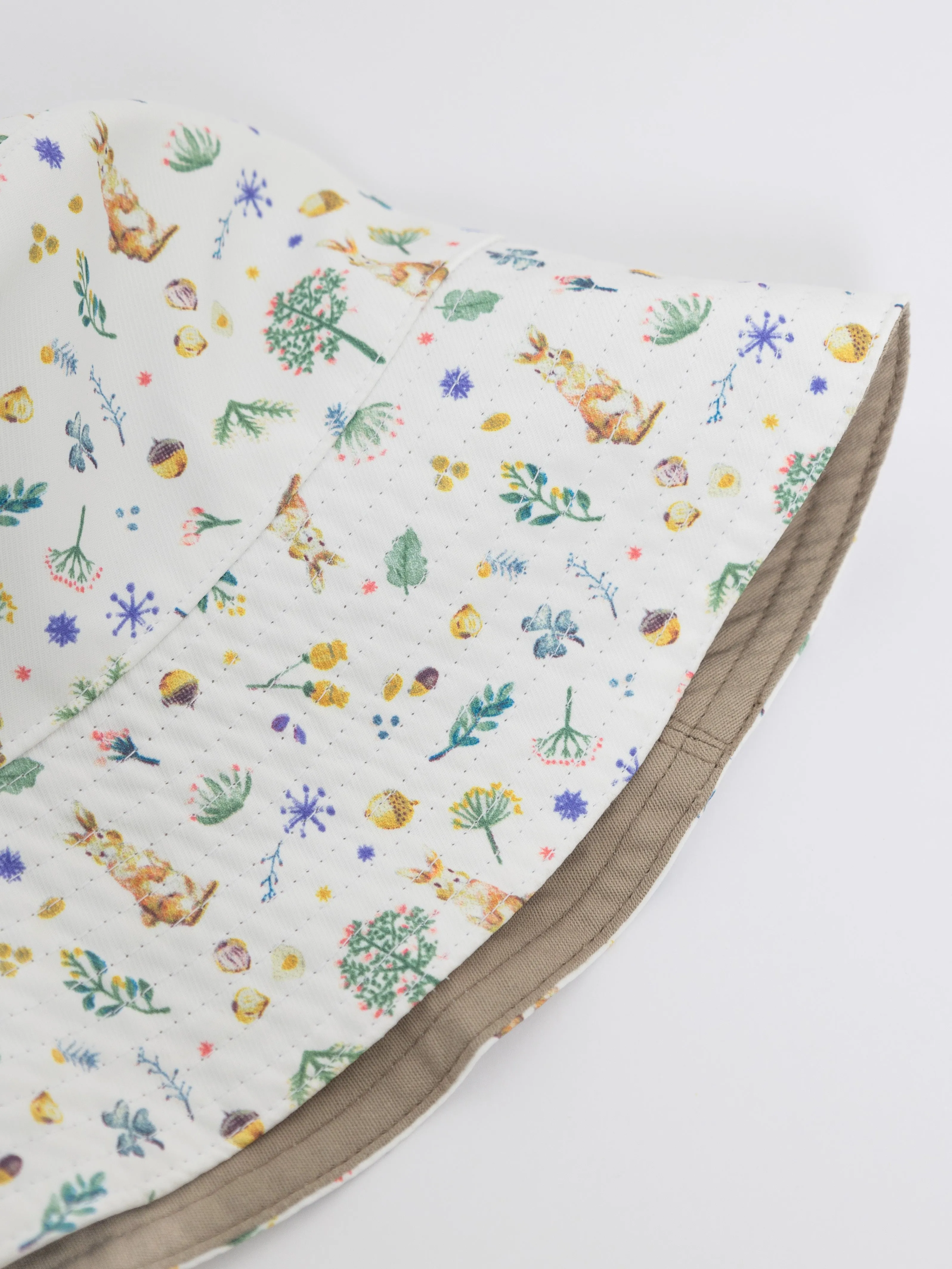 Woodland Rabbit Olive Green - Reversible Bucket Hat (Adult/Older Kid)
