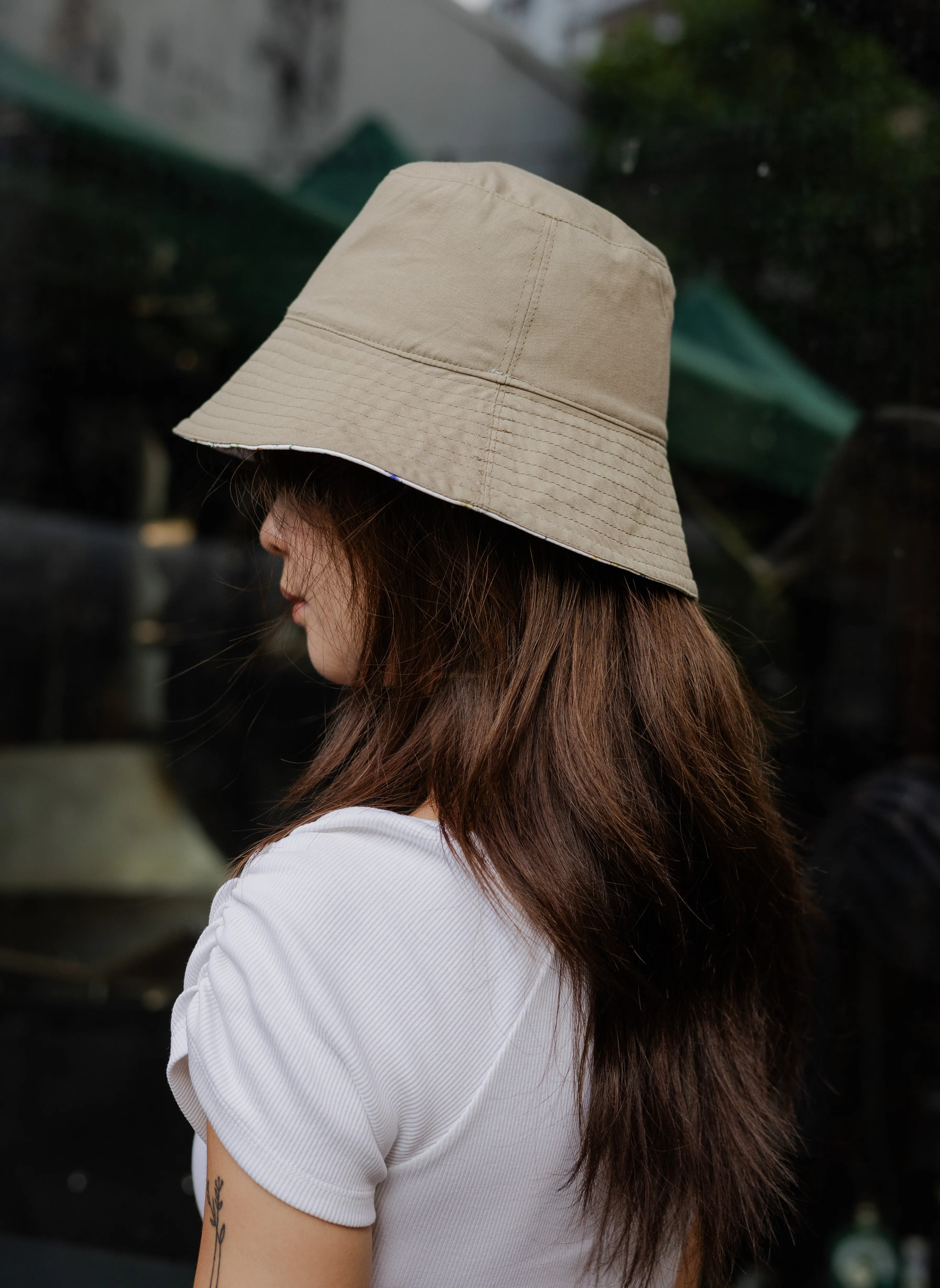 Woodland Rabbit Olive Green - Reversible Bucket Hat (Adult/Older Kid)