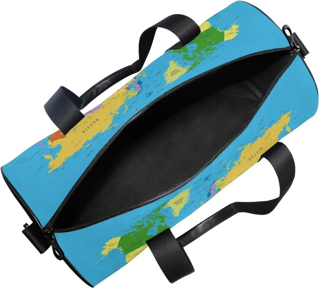 World Map Portable Gym Bag, Travel Bag, Luggage bag, Sports Bag, Toiletry Bag with Handles, Detachable Shoulder Strap 17.6 x 9 x 9 inch