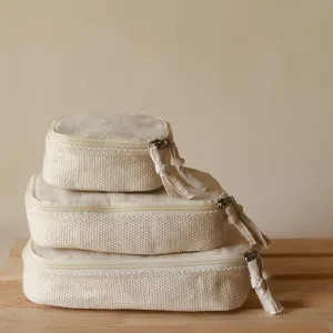Woven Cotton Box Pouches - Set of 3