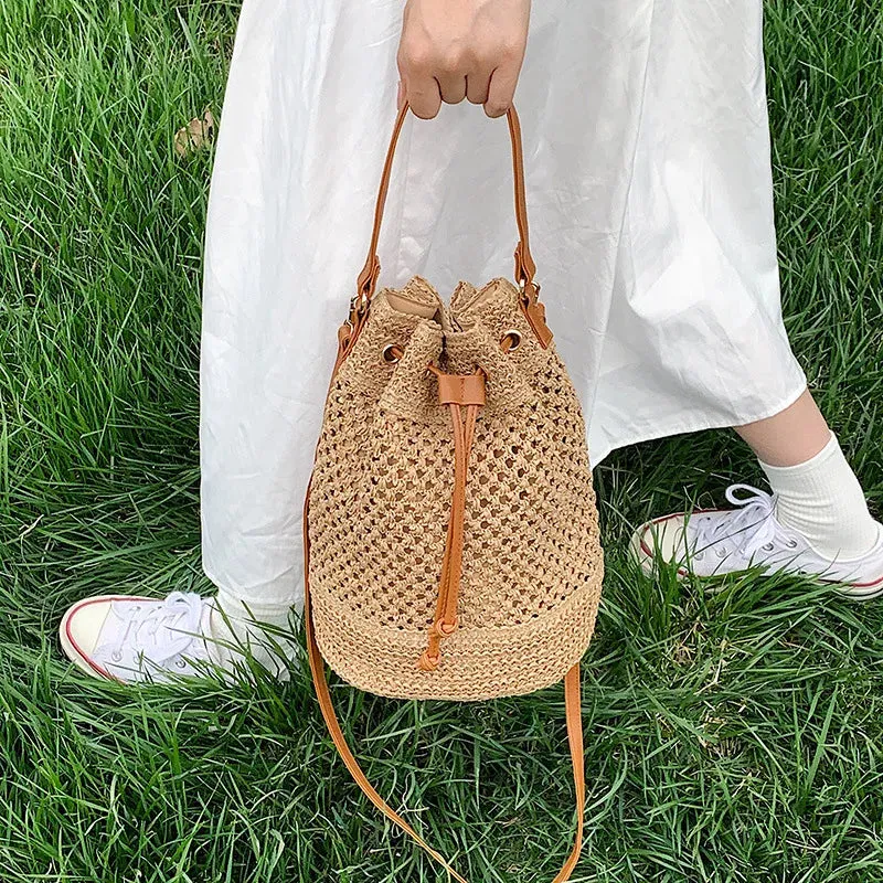 Woven Straw Beach Crossbody Travel Handbag