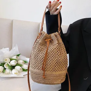 Woven Straw Beach Crossbody Travel Handbag