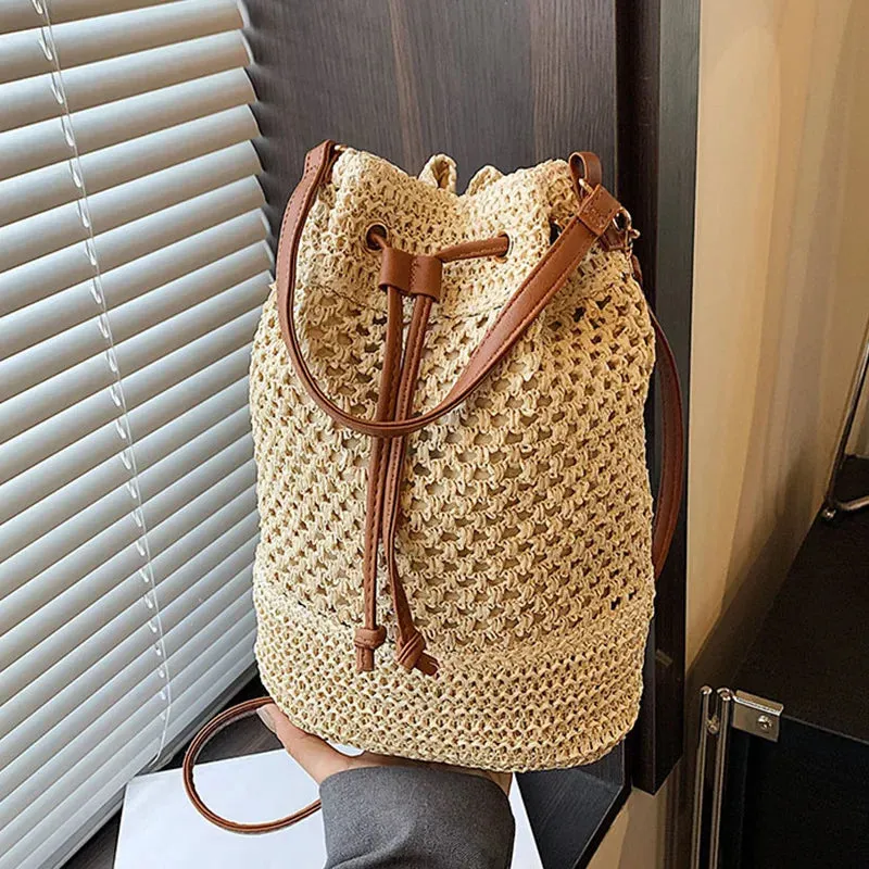 Woven Straw Beach Crossbody Travel Handbag