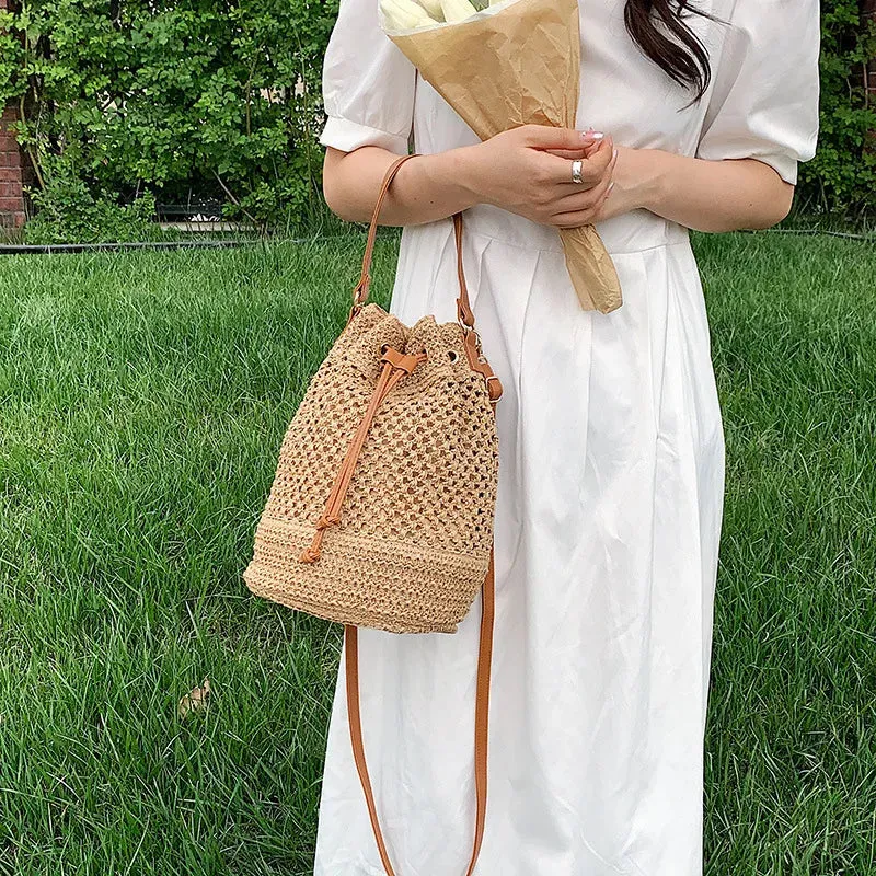 Woven Straw Beach Crossbody Travel Handbag