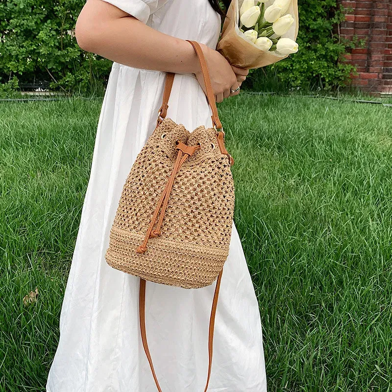 Woven Straw Beach Crossbody Travel Handbag