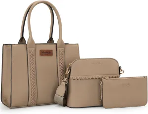 Wrangler 3Pcs Purses for Women Tote Bag Crossbody Handbag Sets with Strap