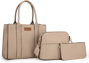 Wrangler 3Pcs Purses for Women Tote Bag Crossbody Handbag Sets with Strap