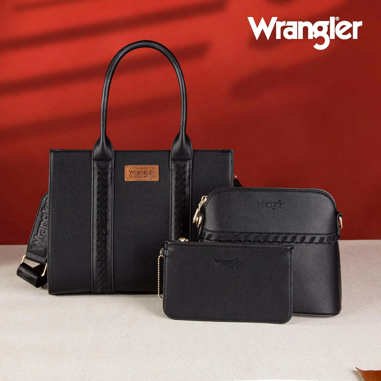 Wrangler 3Pcs Purses for Women Tote Bag Crossbody Handbag Sets with Strap