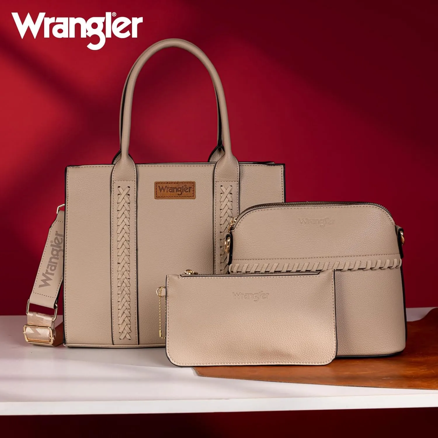Wrangler 3Pcs Purses for Women Tote Bag Crossbody Handbag Sets with Strap