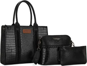 Wrangler 3Pcs Purses for Women Tote Bag Crossbody Handbag Sets with Strap