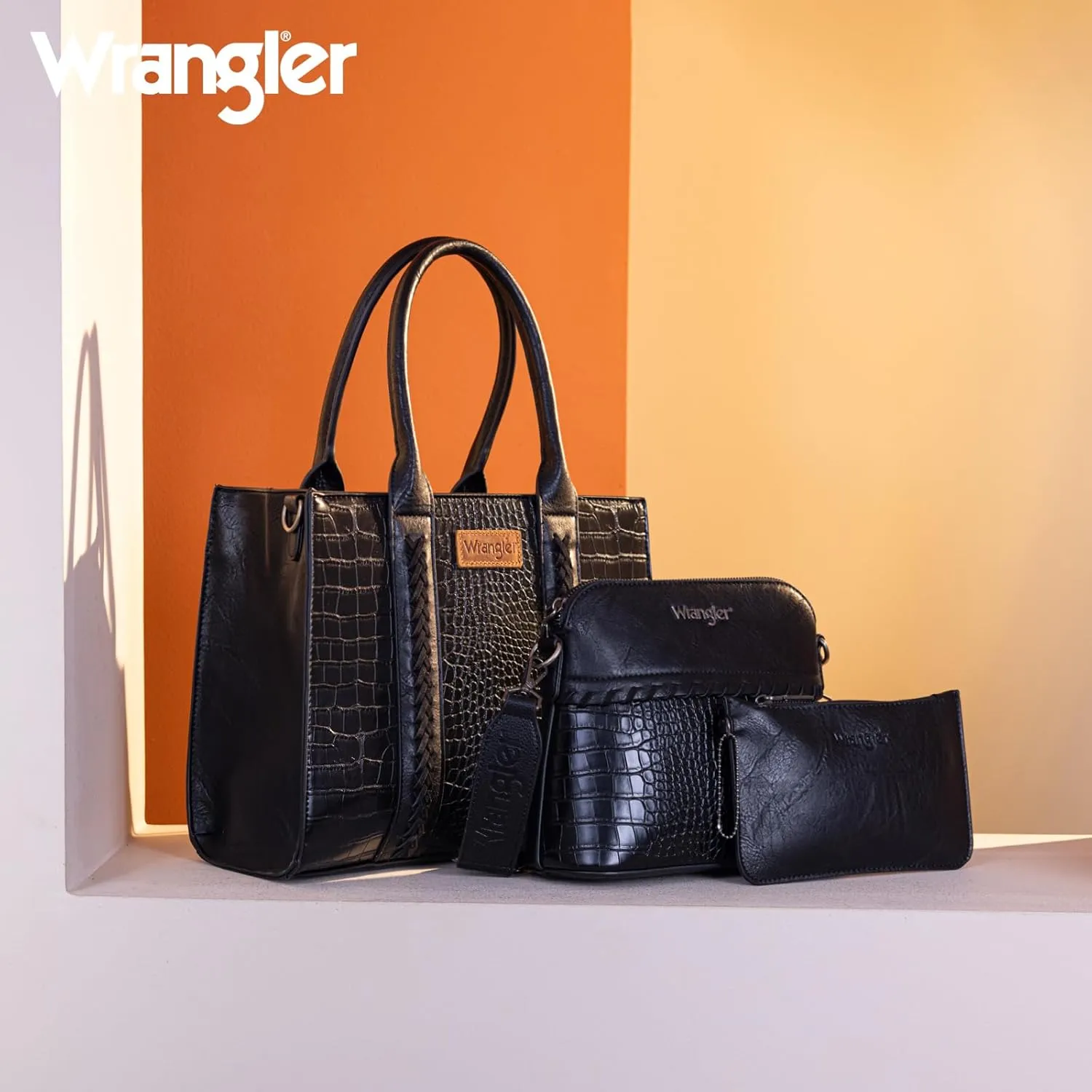 Wrangler 3Pcs Purses for Women Tote Bag Crossbody Handbag Sets with Strap