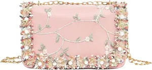 Xerial Adorable Pink Crossbody Bag: Synthetic Pearl Accents, 3D Lace Flowers - Kawaii Pink Purse for Girls,Aesthetic Crossbody Wallet, Cute Shoulder bags - Crossbody Purses for Girls and Women