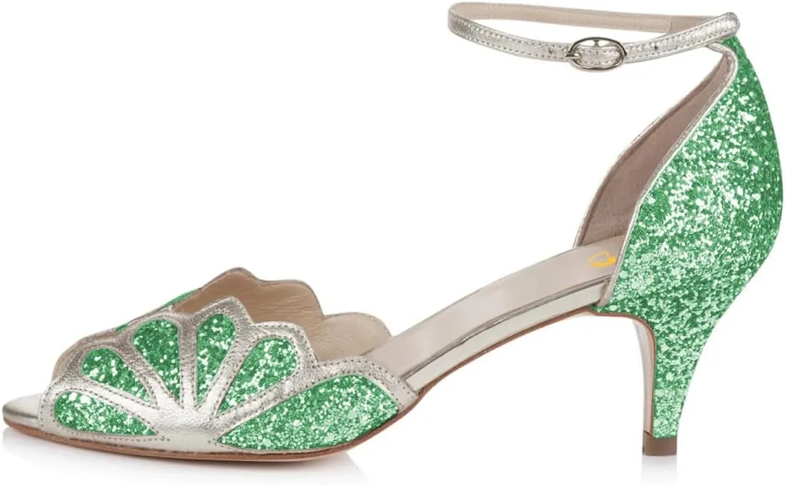 XYD Women Dance Ballroom Latin Jazz Sandals Kitten Heels Peep Toe Ankle Strap Butterfly Bridal Evening Fancy Pumps Shoes