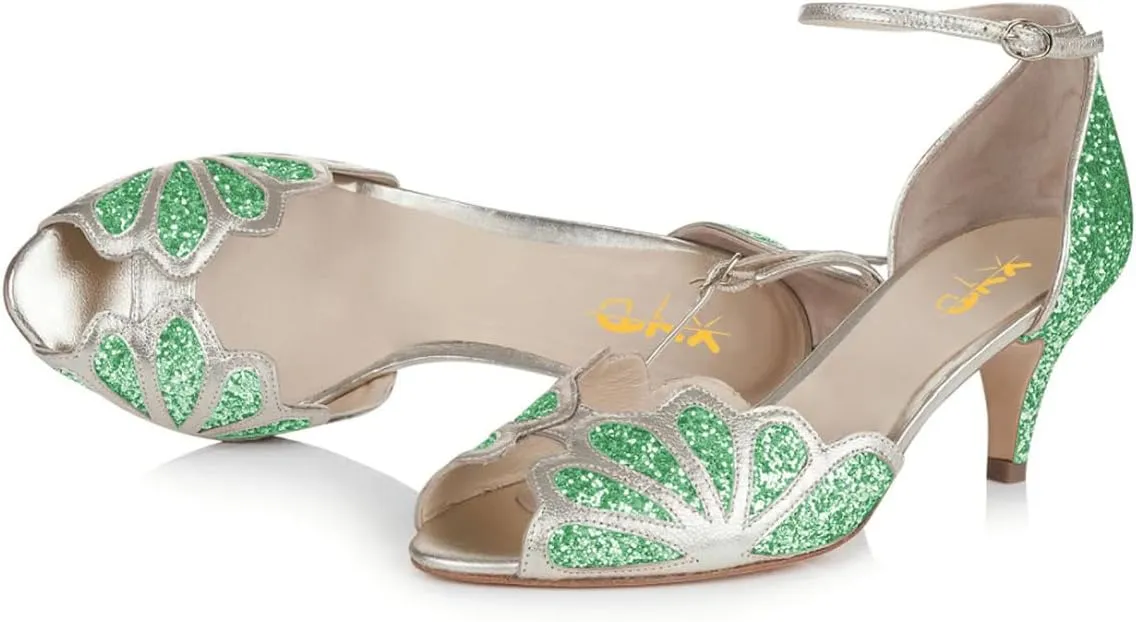XYD Women Dance Ballroom Latin Jazz Sandals Kitten Heels Peep Toe Ankle Strap Butterfly Bridal Evening Fancy Pumps Shoes