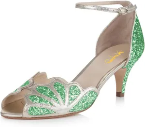 XYD Women Dance Ballroom Latin Jazz Sandals Kitten Heels Peep Toe Ankle Strap Butterfly Bridal Evening Fancy Pumps Shoes