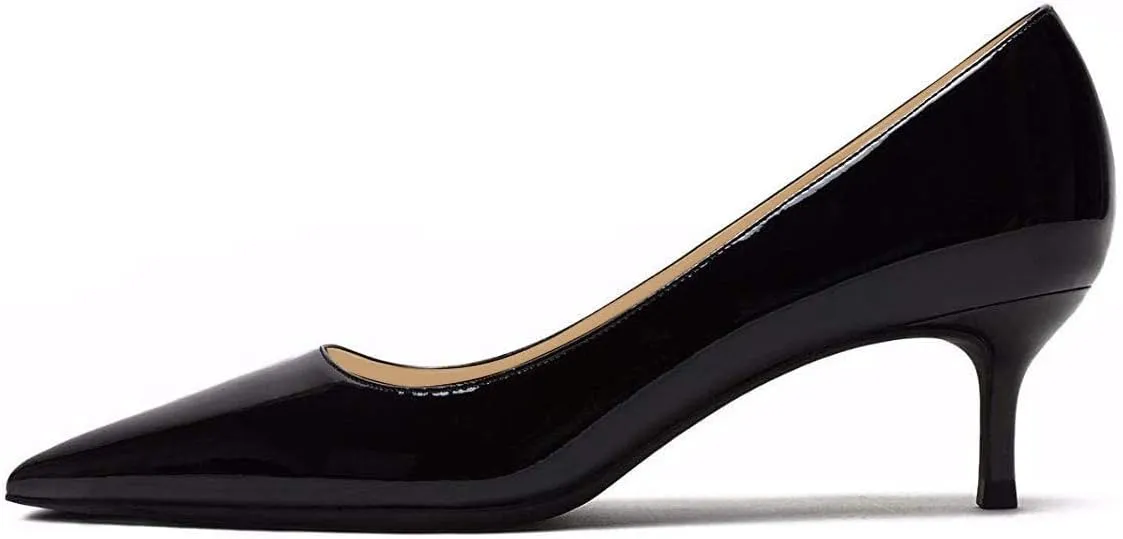 YDN Women's Low Kitten Heeled Pumps Pointed Toe Dress Shoes for Office Lady Soft Suede Size 4-16 US