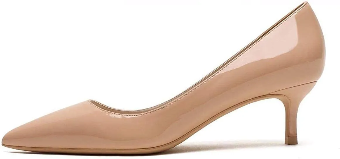 YDN Women's Low Kitten Heeled Pumps Pointed Toe Dress Shoes for Office Lady Soft Suede Size 4-16 US