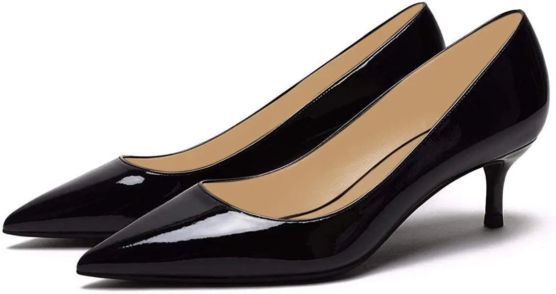 YDN Women's Low Kitten Heeled Pumps Pointed Toe Dress Shoes for Office Lady Soft Suede Size 4-16 US