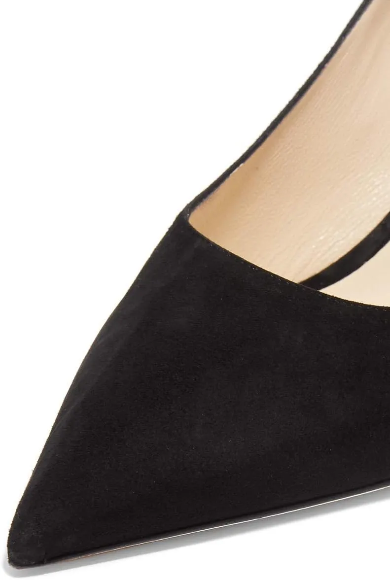 YDN Women's Low Kitten Heeled Pumps Pointed Toe Dress Shoes for Office Lady Soft Suede Size 4-16 US