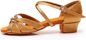 YKXLM Girl's & Women's Latin Dance Shoes Ballroom Adjustable Buckle Dancing Shoes Cross Strap Ballroom Heels,Model WH-D28