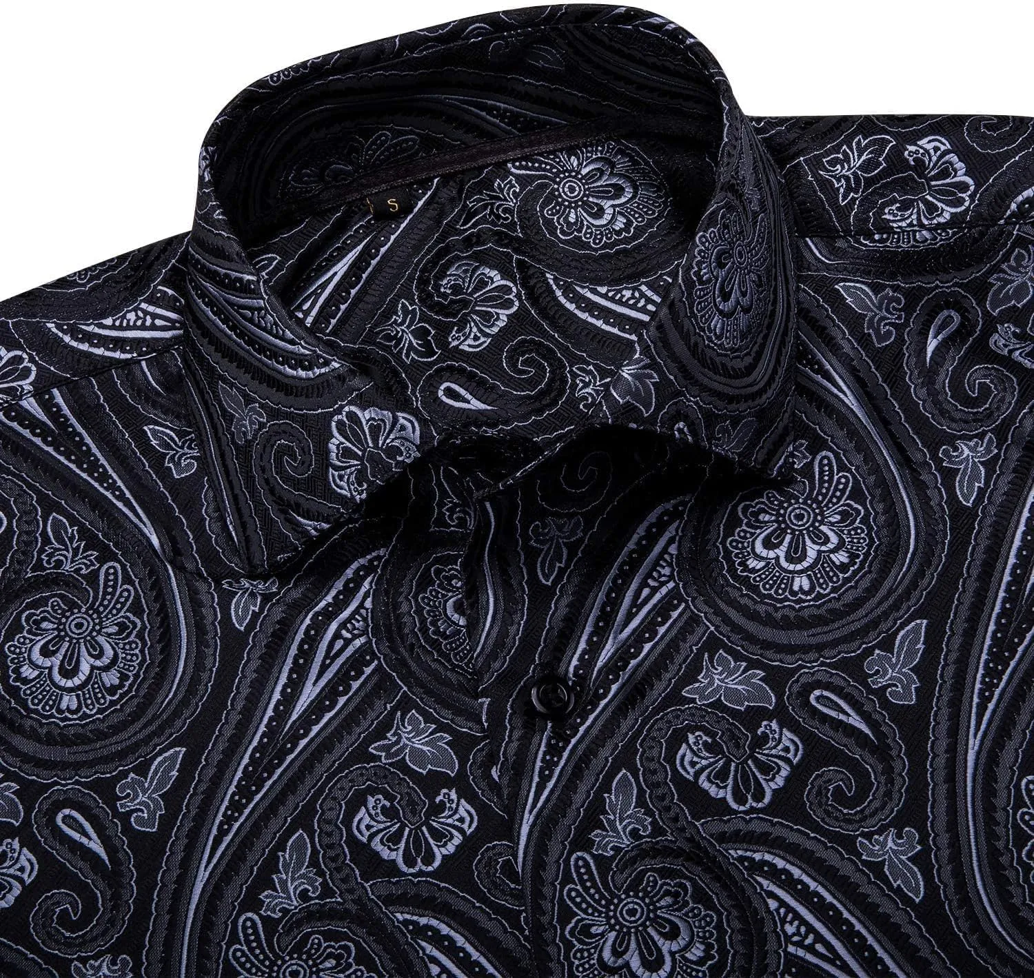 YOHOWA Men's Paisley Shirt Silk Jacquard Dress Long Sleeve Button Down Shirts Casual Mexico Western Disco Party Wedding Prom
