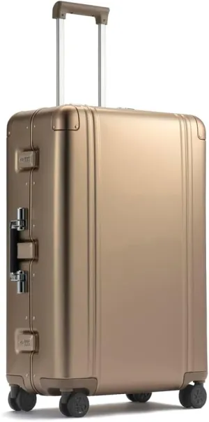 ZERO Halliburton Classic Aluminum 3.0 Large Zipperless Luggage, Hardside Check-in, Four Wheels, Auto-Return Pull Handle, Double Latch Locks- TSA Accepted, Interior Divider, 28-Inch, 88L, Sunset Gold