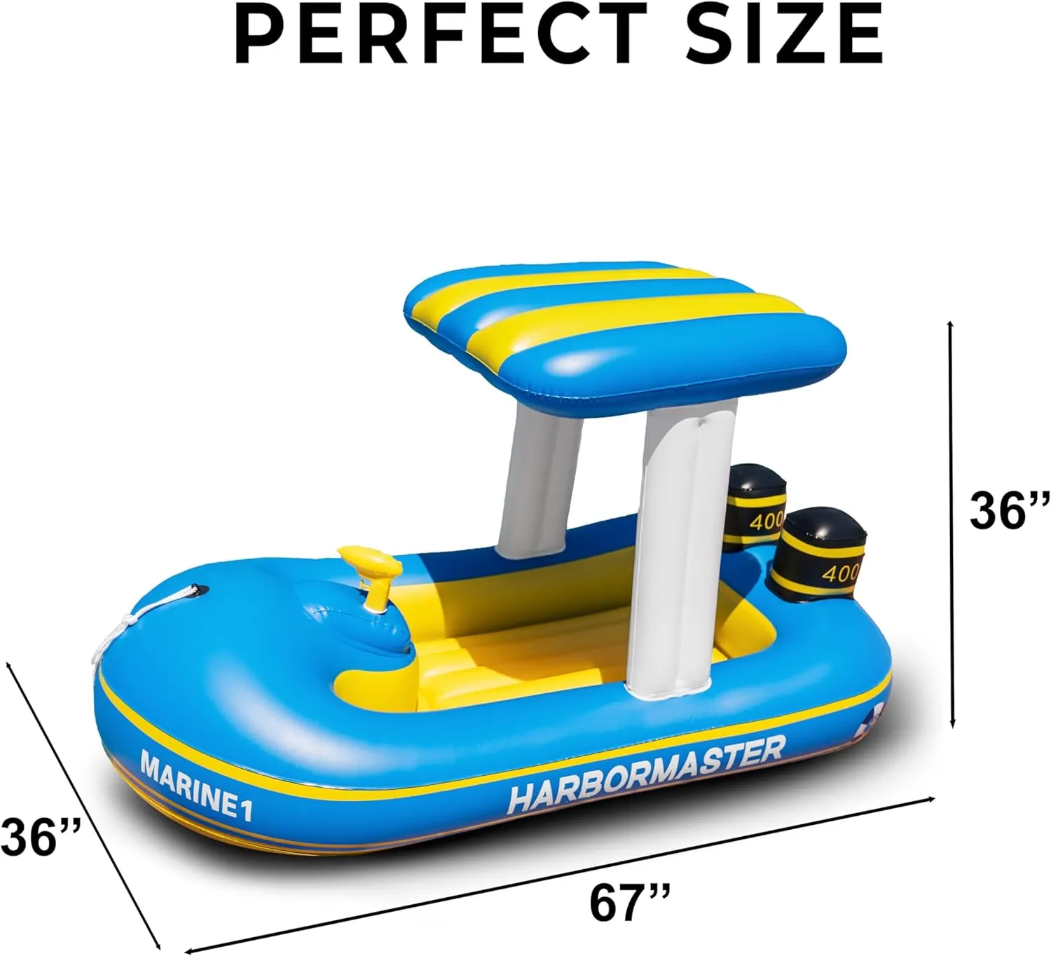 Zone Tech Boat Inflatable Pool Floats Kids, Toddler Harbor Master Patrol Inflatable Boat Pool Float Ride On, Fun Water Toy Squirter Pool Toy, Rescue Theme Pool Raft for Boys, Girl
