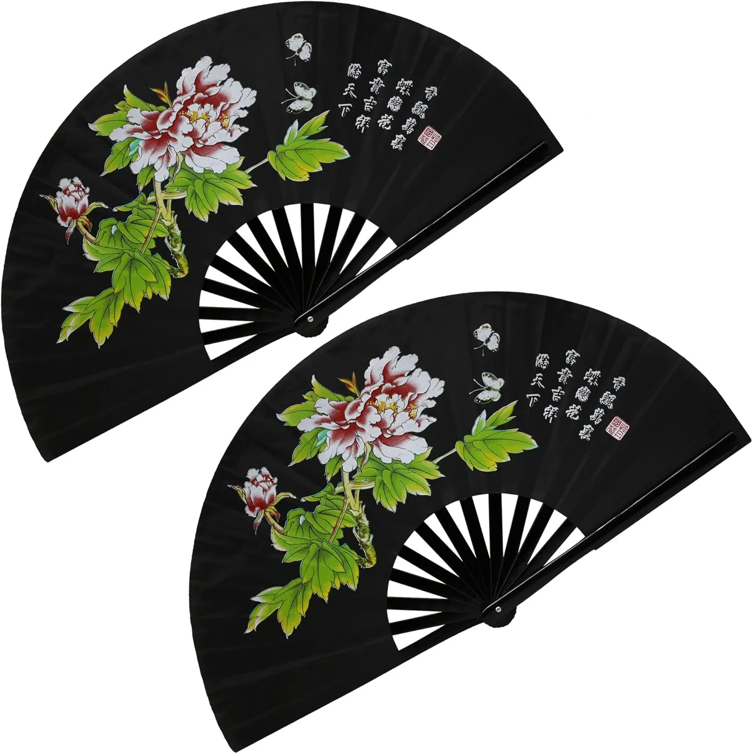 ZooBoo 2PCS Right Hand Fans - Chinese Bamboo Taichi Kungfu Fan Martial Arts Sports Folding Hand Fan 13inch